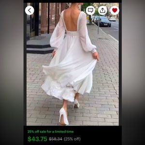 White Dress A-line Handmade from Etsy Elopement Bridal Gown Chiffon